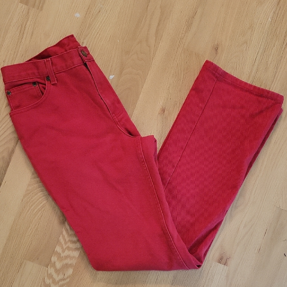 Red Straight-Leg Jeans Size 8